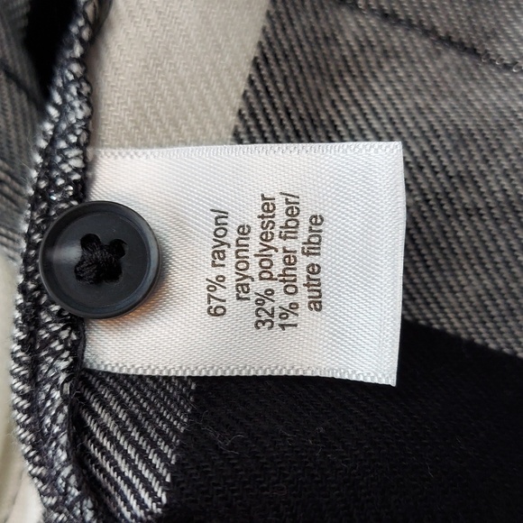 -🆕 Maurices Plaid Flannel XL Shirt Black White Silver Metallic Long Sleeve, NEW - Picture 6 of 9